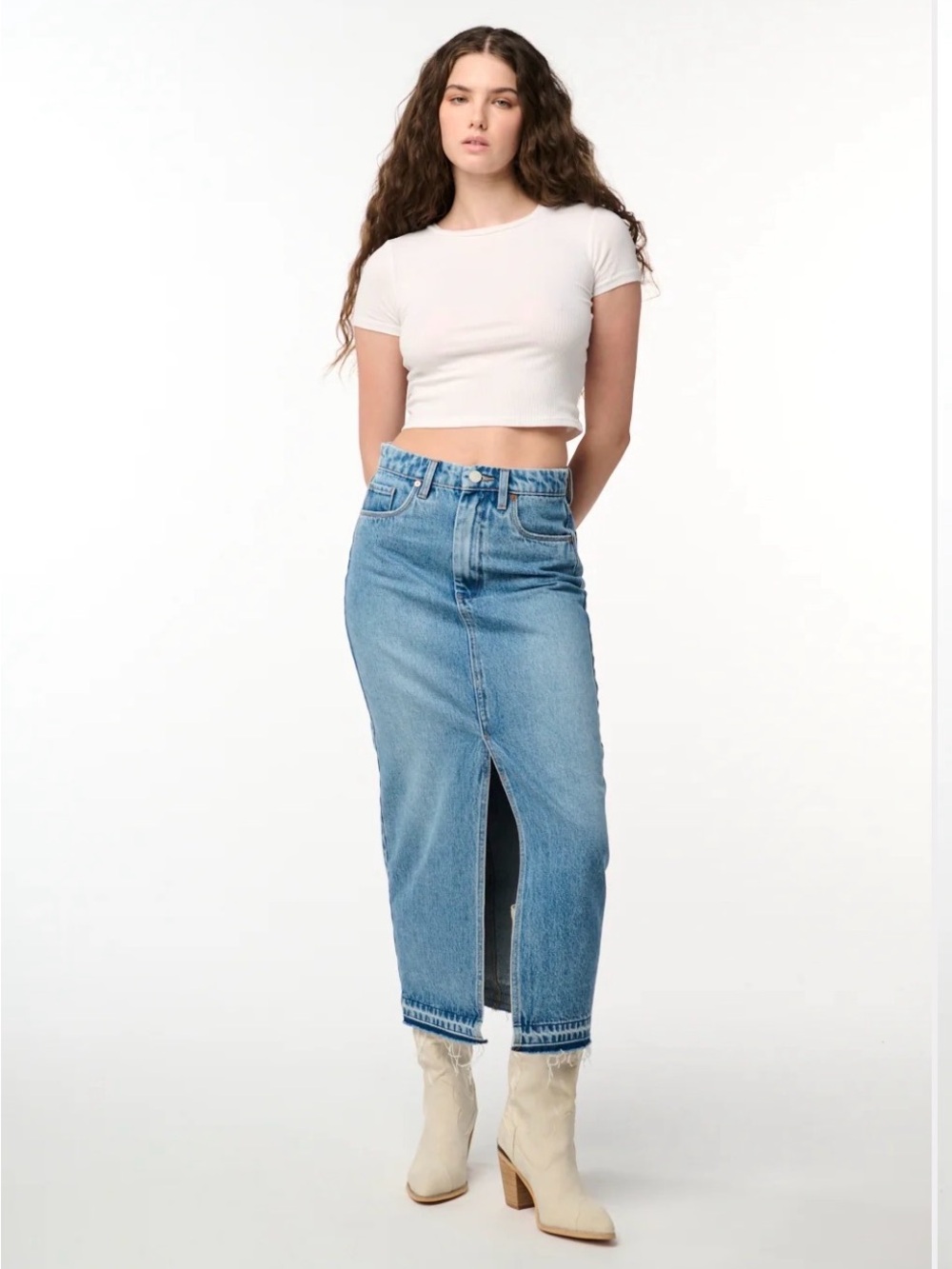 [BLANK𝑵𝒀𝑪] Double Duty High-Rise Midi Denim Skirt | size 29 / 8 Blank NYC 🩵